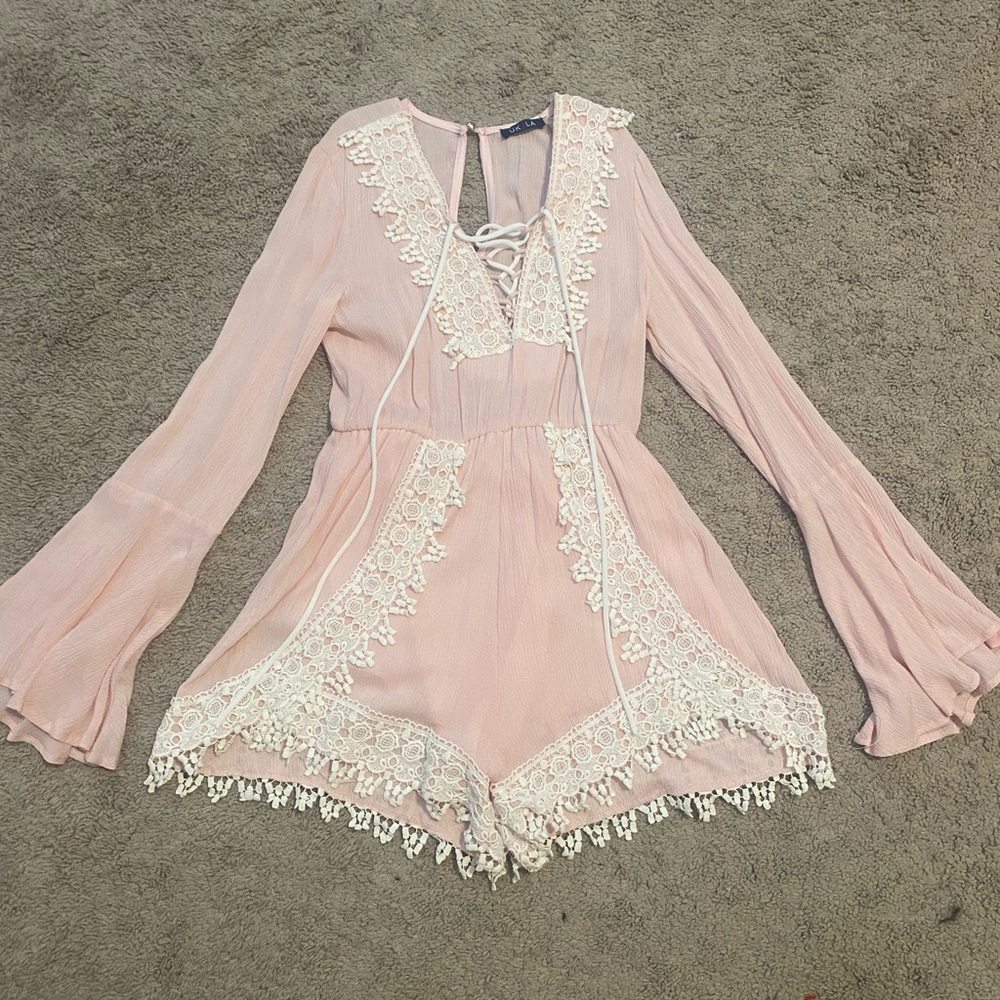 Pink and white romper